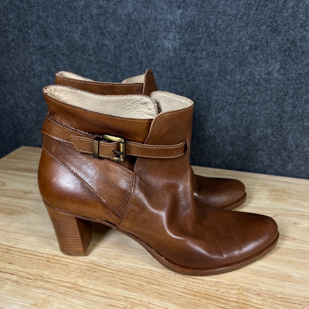 Rive Gauche Firenze Brown Leather Buckle Ankle Boots Made in Italy Size 39
